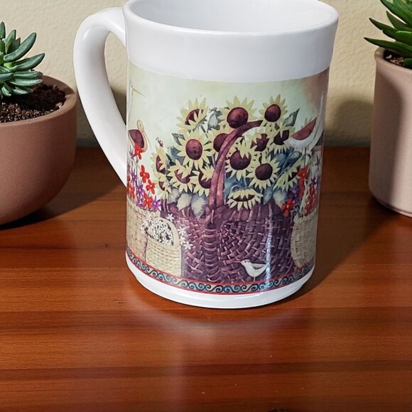 Vintage Essential Home Coffee Mug by Debi Hron - Sunflowers and Birds - Picture 3 of 6